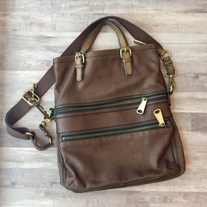 Fossil Explorer Tote Bag in Brown Leather